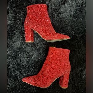 Betsey Johnson red sparkly boots, size 5 only worn once great condition